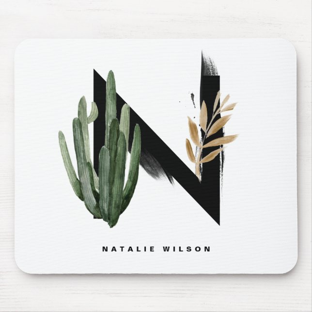 Boho Succulents Letter H Monogram Mousepad (Vorne)