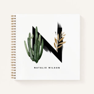 Boho Succulents Letter H Monogram Notizbuch