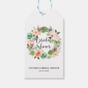 Boho Succulents Wreath Brautparty Vielen Dank Geschenkanhänger