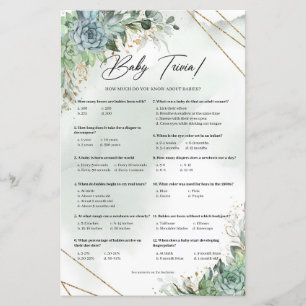 Boho succultus eucalyptus gold frame Baby trivia