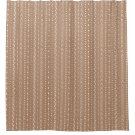 Boho-Süd-Geometrischer Streifen Warm Neutral Beige Duschvorhang