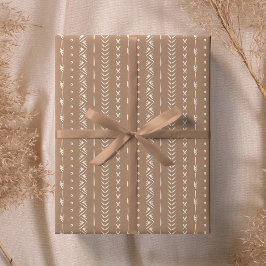 Boho-Südliches geometrisches Streifenmuster Warm N Geschenkpapier