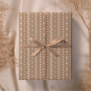 Boho-Südliches geometrisches Streifenmuster Warm N Geschenkpapier