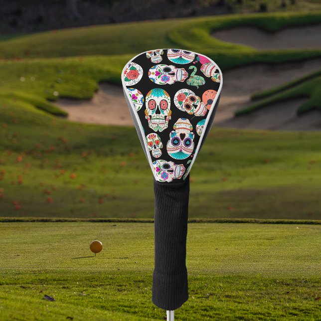 Boho Sugar Skulls auf schwarz Golf Headcover (Von Creator hochgeladen)
