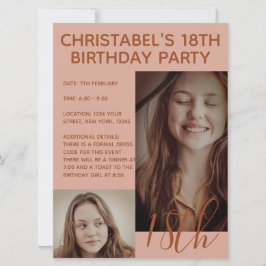 Boho Summer Brown Pink Trendy Birthday Party Einladung