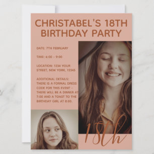 Boho Summer Brown Pink Trendy Birthday Party Einladung