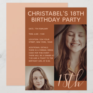 Boho Summer Brown Terracotta Trendy Birthday Party Einladung