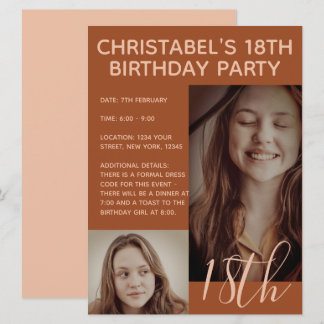 Boho Summer Brown Terracotta Trendy Birthday Party Einladung