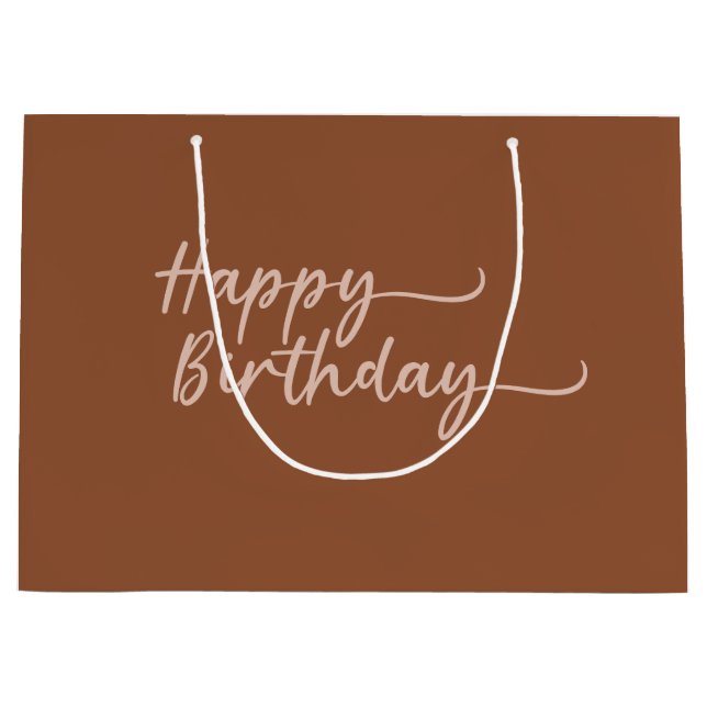 Boho Summer Brown Terracotta Trendy Happy Birthday Große Geschenktüte (Vorderseite)