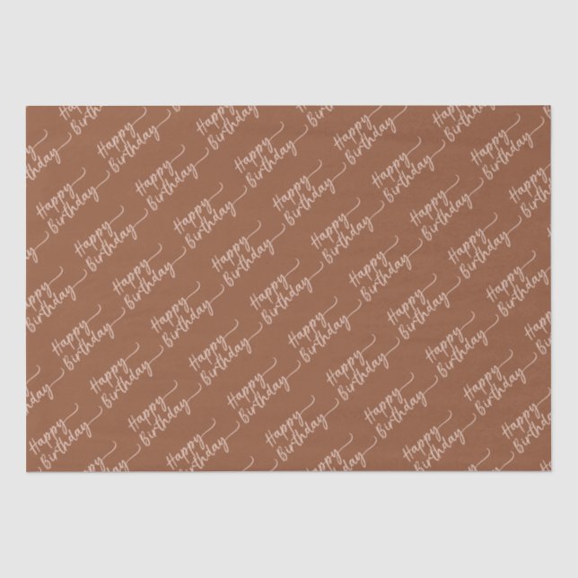 Boho Summer Brown Terracotta Trendy Happy Birthday Seidenpapier (Vorderseite)