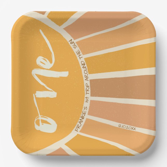 Boho Summer First Trip rund um Sun Birthday Pappteller (Vorderseite)