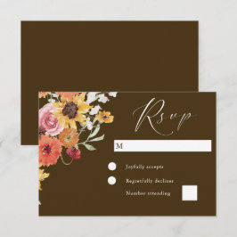 Boho Summer Floral Modern Wedding RSVP Karte