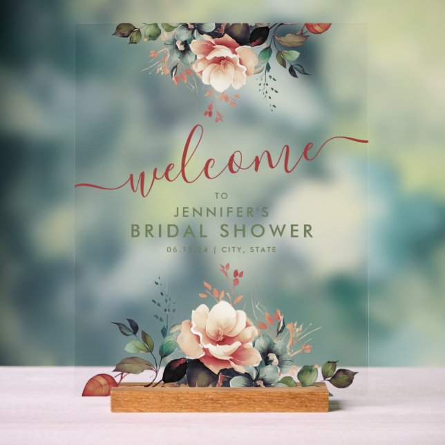 Boho Summer Garden Blumenladen Brautparty Willkomm Acrylschild (Neutral)