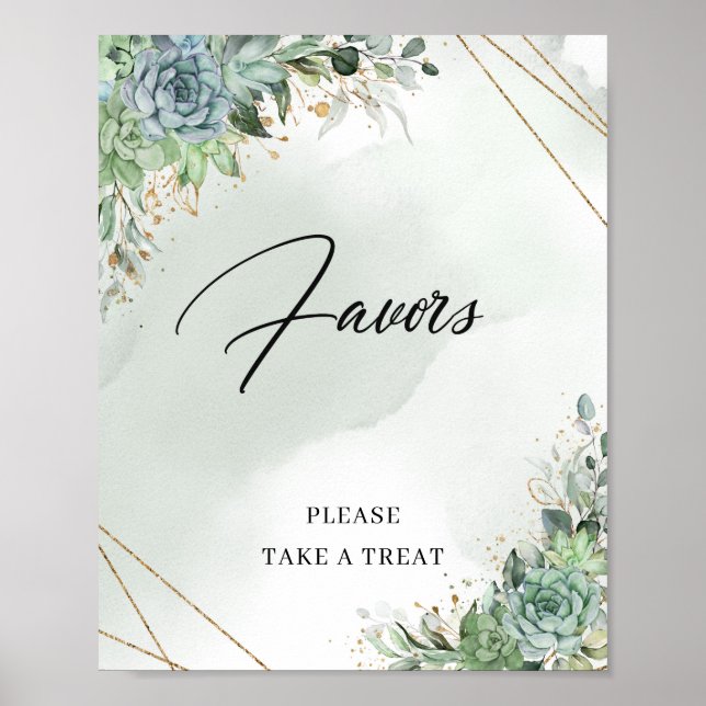 Boho Summer succulents eucalyptus gold Favoriten Z Poster (Vorne)