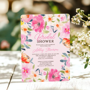 Boho Summer Watercolor Pink Brautparty Einladung