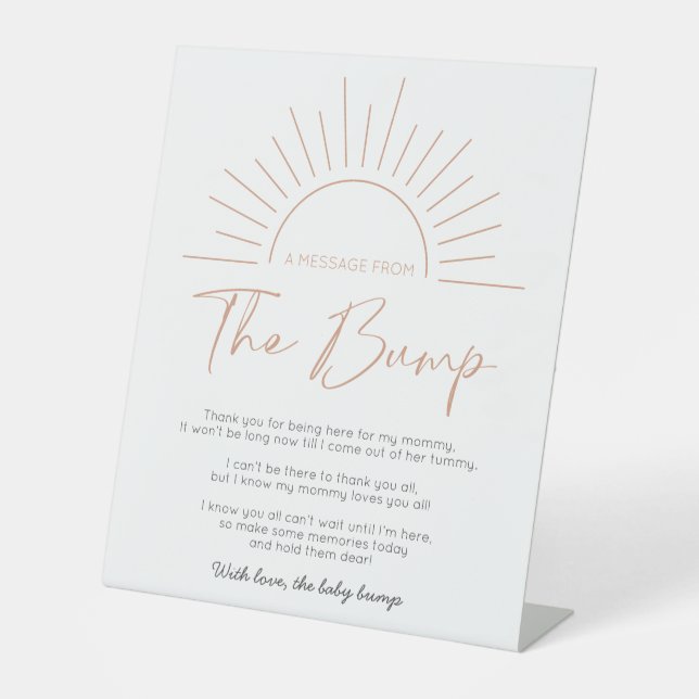 Boho Sun Baby Dusche eine Nachricht von der Bump Sockelschild (Vorderseite)