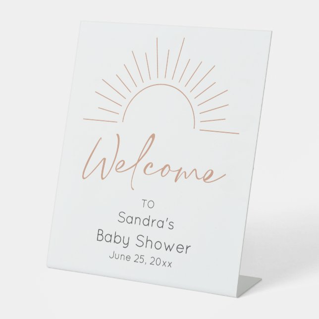 Boho Sun Baby Dusche Willkommen Sockelschild (Vorderseite)