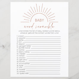 Boho Sun Baby Shower Game Card