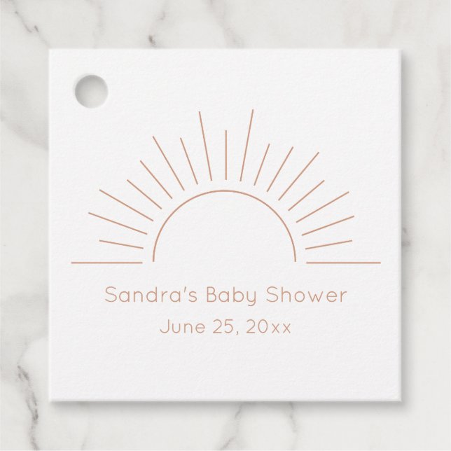 Boho Sun Baby Shower Geschenkanhänger (Vorderseite)