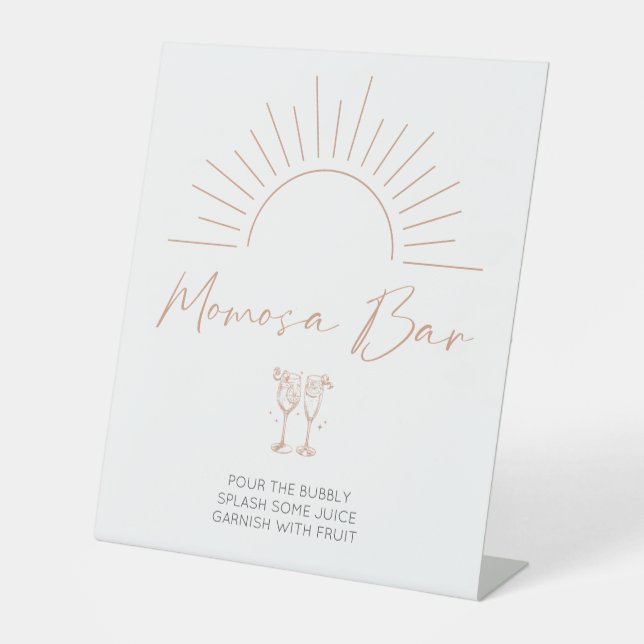 Boho Sun Baby Shower Momosa Bar Sockelschild (Vorderseite)