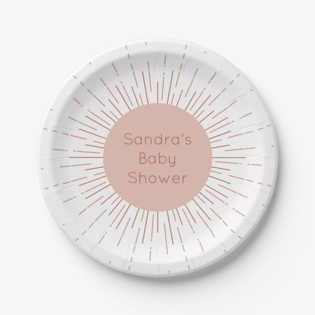 Boho Sun Baby Shower Pappteller (Vorderseite)