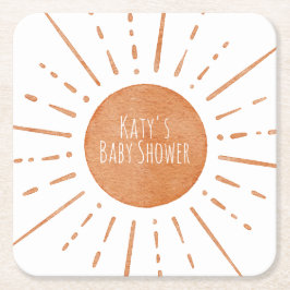 Boho Sun Baby Shower Rechteckiger Pappuntersetzer