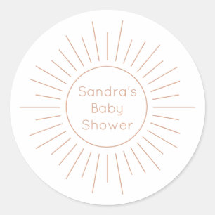 Boho Sun Baby Shower Runder Aufkleber