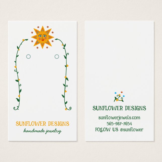 BOHO SUN-Blume verdienen Schmuckanzeigekarte (Vorne & Hinten)