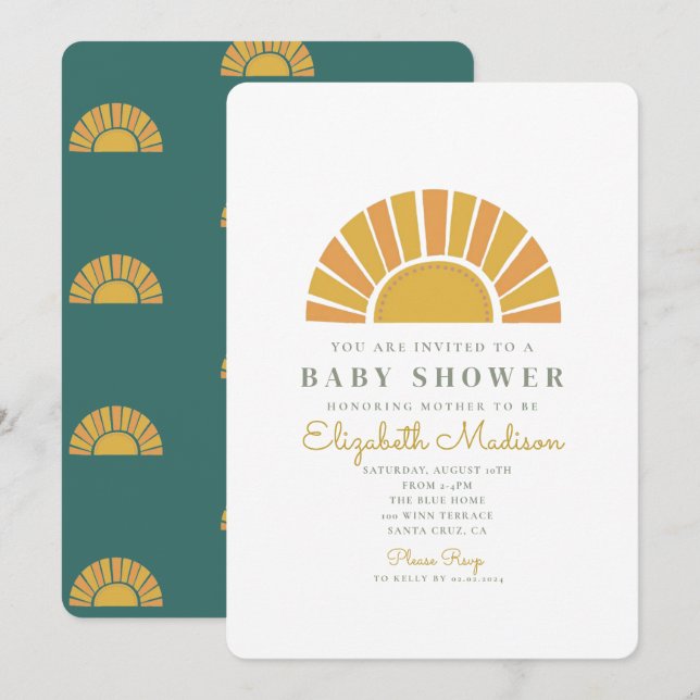 Boho Sun Colorful Baby Dusche Einladung (Vorne/Hinten)
