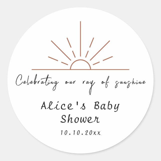 Boho Sun danke dir Baby Showjubiläum Runder Aufkleber (Vorderseite)