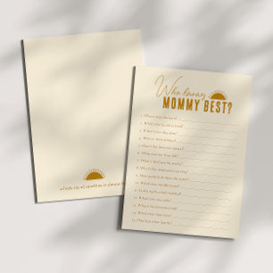 Boho Sun, der die Mommy Baby Shower Game Card kenn Einladung