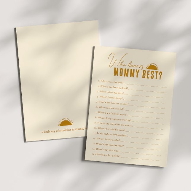 Boho Sun, der die Mommy Baby Shower Game Card kenn Einladung (Von Creator hochgeladen)