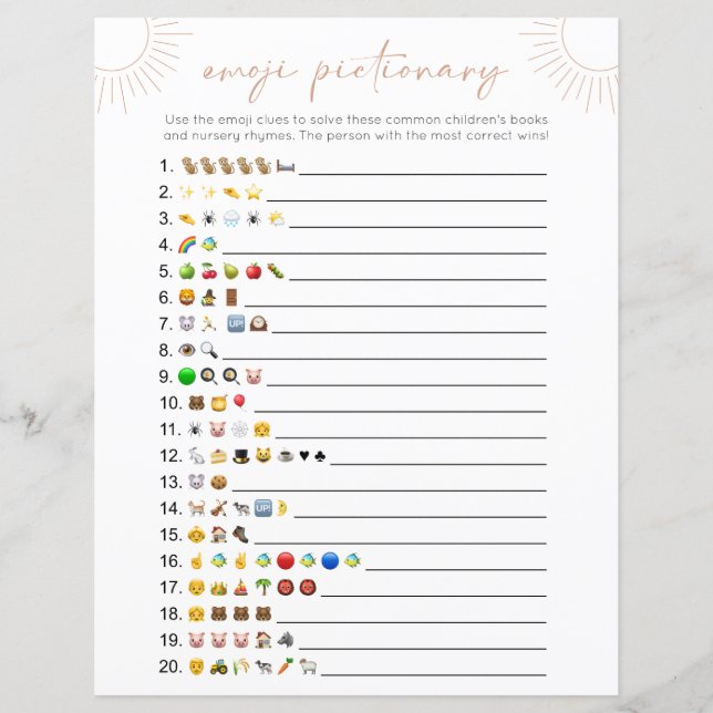 Boho Sun Emoji Books Baby Showspiel (Vorderseite)