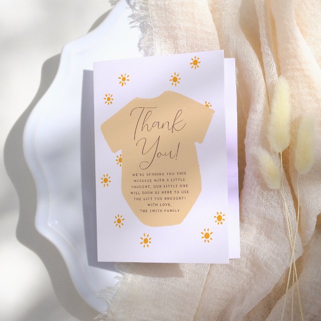 Boho Sun Little Sunshine Baby Shower Dankeskarte (Von Creator hochgeladen)