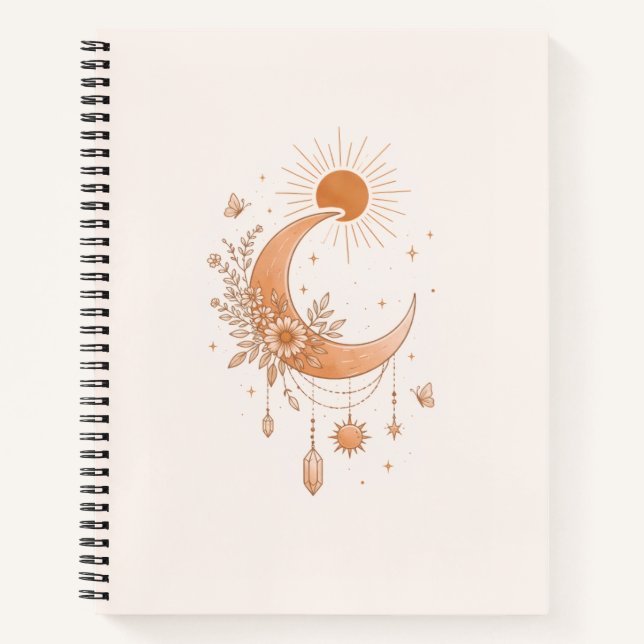 Boho Sun & Moon Deluxe Notebook Notizbuch (Vorderseite)