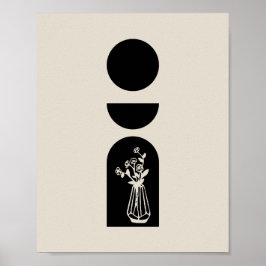 Boho Sun Moon Flower Pot boho bohemian Poster