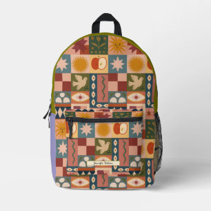 Boho Sun & Moon Muster Bedruckter Rucksack