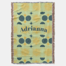 Boho Sun Moon Stars Minz Blue Yellow Personalisier