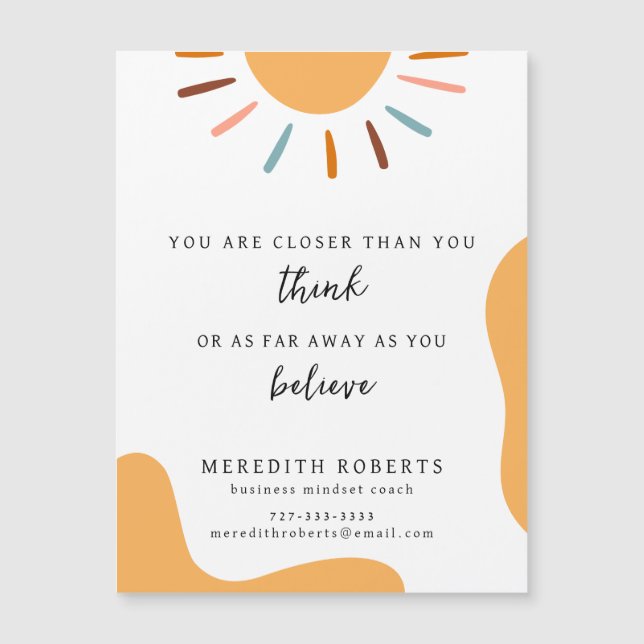 Boho Sun Motivierend Quote Business Magnet (Vorderseite)