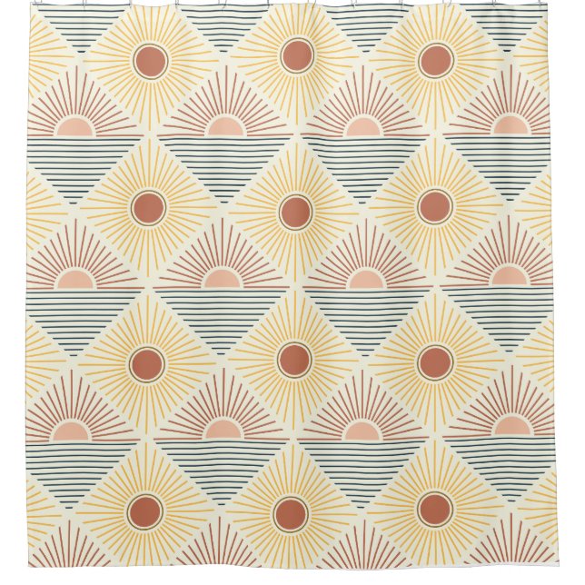 Boho Sun Pattern Duschvorhang (Vorderseite)