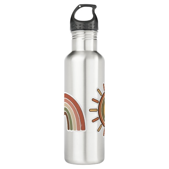 Boho Sun & Rainbow Water Bottle  Edelstahlflasche (Vorderseite)