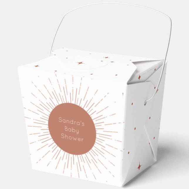 Boho Sun Terracotta Babydusche Geschenkschachtel (Vorderseite)