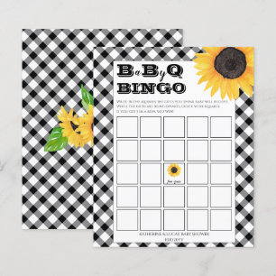 Boho Sunblumen   BW Karos Baby Shower Bingo Invi