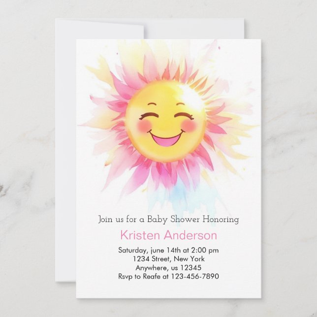 Boho Sunflower Blooms Girl Baby Dusche Einladung (Vorderseite)