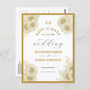 Boho Sunflower Botanical Save the Date Postkarte