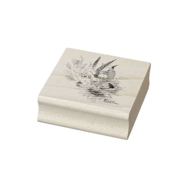 Boho Sunflower Bouquet Individuelle Name Gummistempel (Stempel)