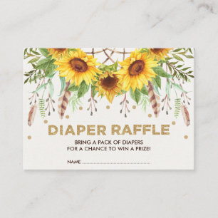Boho Sunflower Dreamcatcher Summer Diaper Raffle Begleitkarte