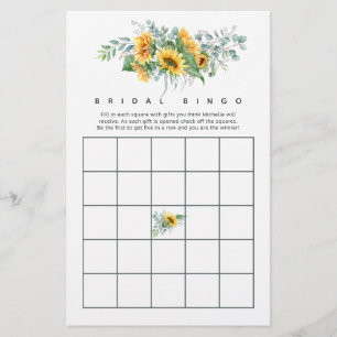 Boho Sunflower Eucalyptus Brautparty Bingo