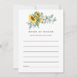 Boho Sunflower Eucalyptus Brautparty Hinweiskarte