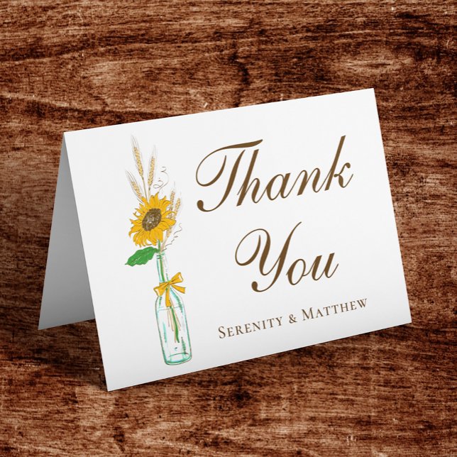 Boho Sunflower Floral Vielen Dank für Ihre Country Dankeskarte (Von Creator hochgeladen)